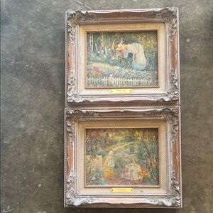 Beautiful Vintage Framed Garden Paintings